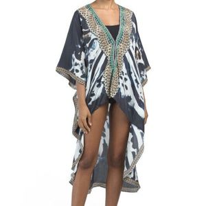TRUE COLOURS La Moda  Embellished Coverup Hi Low Dress Tunic O/S~NWT